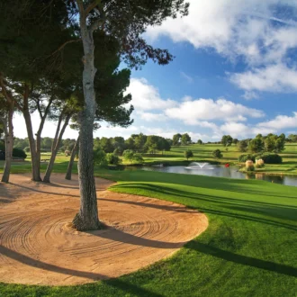 Golf Maioris fairway with trees and blue skies in Mallorca