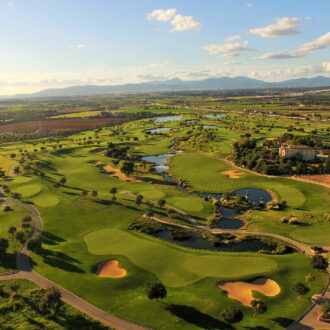 Golf Son Gual course near Palma with rolling fairways and mountain backdrop
